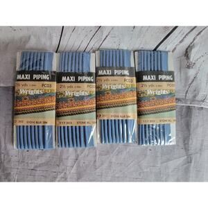 Vintage 2.5 yards Stone Blue Corded Piping 1/2" wide Wright's MAXI PIPING Lot 4